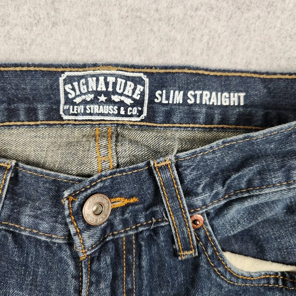 Signature by Levi Strauss & Co Jeans Mens 32x34 Blue Medium Wash Slim Straight